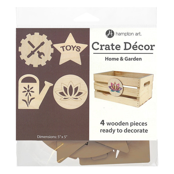 Hampton Art Crate Decor Home and Garden 5 inch x 5 inch 4pc