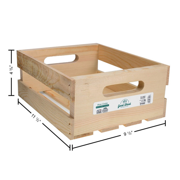 Good Wood By Leisure Arts Crates Pine 11.5 inch x 9.5 inch x 4.75 inch