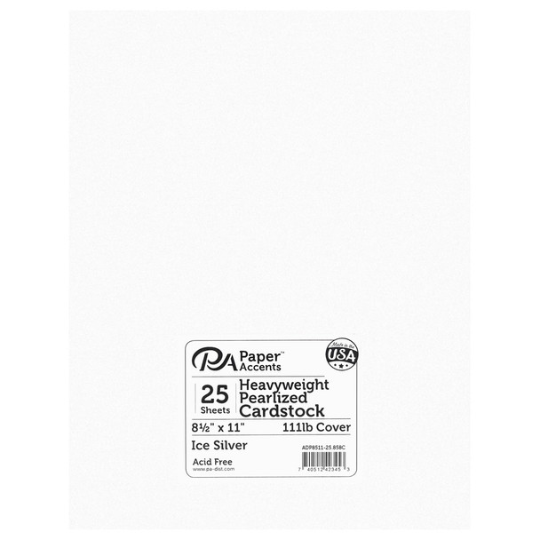 Paper Accents Cardstock 8.5 inch x 11 inch Pearlized 111lb Ice Silver 25pc
