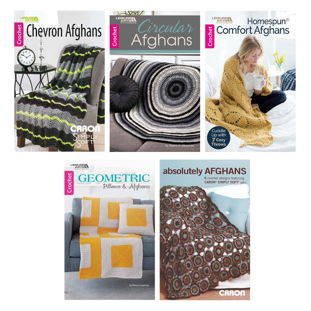 Leisure Arts Afghan Crochet Book Collection 5pc