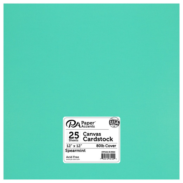 Paper Accents Cardstock 12 inch x 12 inch Canvas 80lb Spearmint 25pc