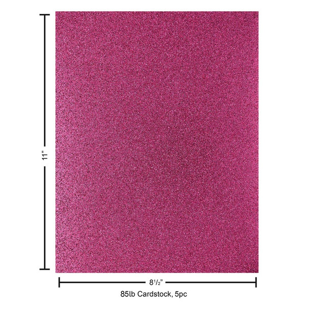 Paper Accents Glitter Cardstock 8.5 inch x 11 inch 85lb Rose 5pc