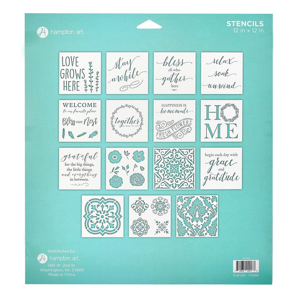 Hampton Art Stencil 12 inch x 12 inch Stay Awhile 15pc