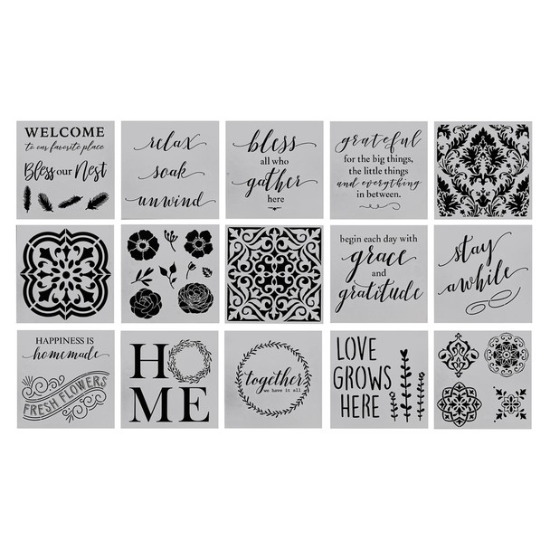 Hampton Art Stencil 12 inch x 12 inch Stay Awhile 15pc