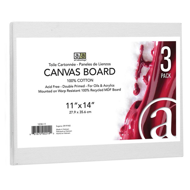 Art Advantage Canvas Board Recycled MDF 11 inch x 14 inch 3pc
