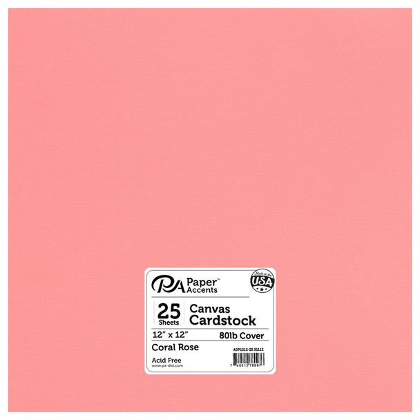 Paper Accents Cardstock 12 inch x 12 inch Canvas 80lb Coral Rose 25pc