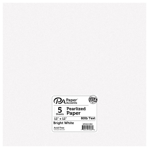 Paper Accents Paper Pearlized 12 inch x 12 inch 80lb Bright White 5pc