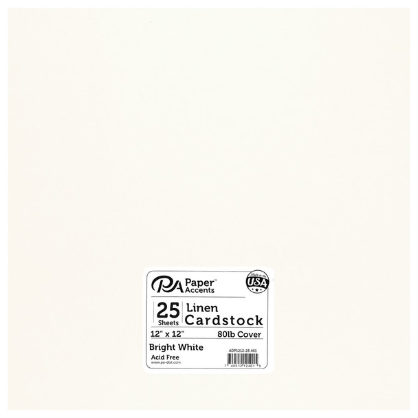Paper Accents Cardstock 12 inch x 12 inch Linen 80lb Bright White 25pc