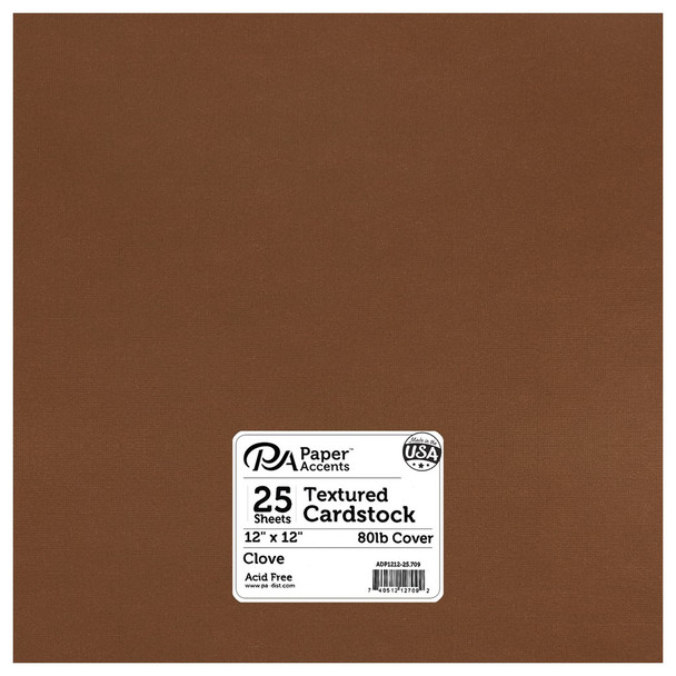 Paper Accents Cardstock 12 inch x 12 inch Textured 80lb Clove 25pc