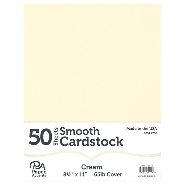 Paper Accents Cardstock 8.5 inch x 11 inch Smooth 65lb Cream 50pc