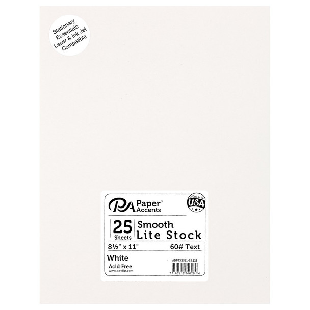 Paper Accents Lite Stock 8.5 inch x 11 inch 60lb Text 25pc White