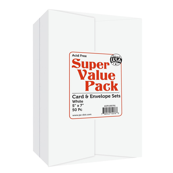 Paper Accents Super Value Card Envelope Pack 5 inch x 7 inch White 50pc