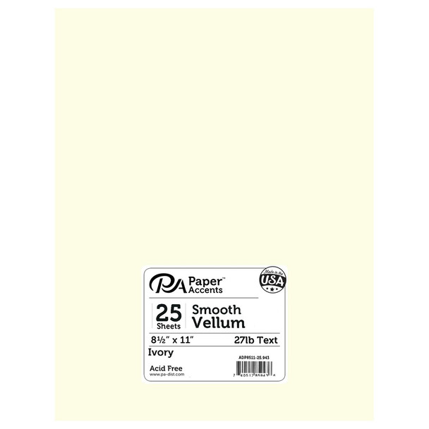 Paper Accents Vellum 8.5 inch x 11 inch 27lb Ivory 25pc