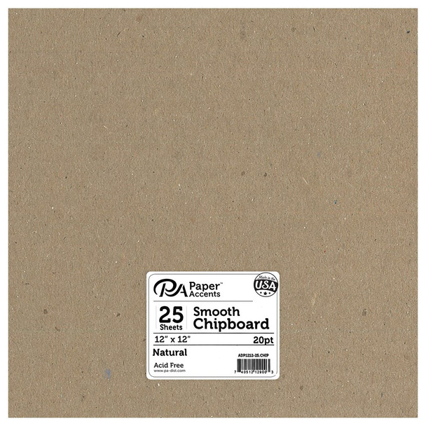 Paper Accents Chipboard 12 inch x 12 inch Light Weight 20pt Natural 25pc