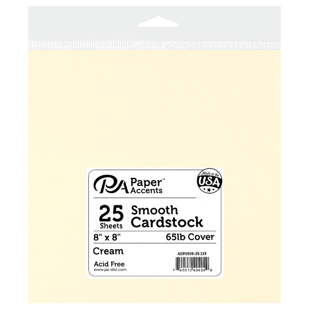 Paper Accents Cardstock 8 inch x 8 inch 25pc Smooth 65lb Cream