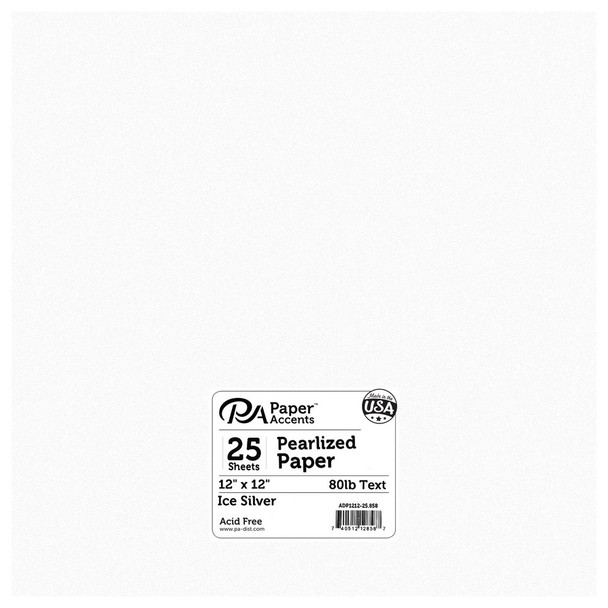 Paper Accents Paper Pearlized 12 inch x 12 inch 25pc 80lb Ice Silver