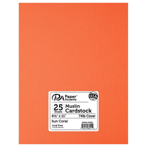 Paper Accents Cardstock 8.5 inch x 11 inch Muslin 74lb Sun Coral 25pc-