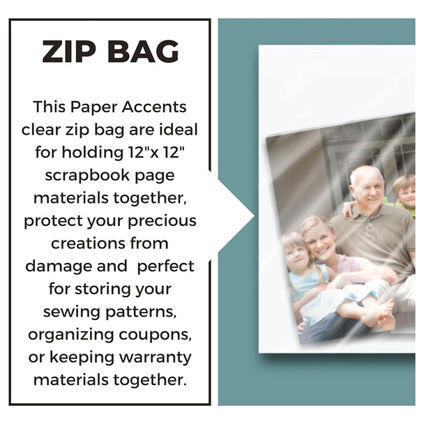 Paper Accents Bag Zip 13 inch x 13 inch 10pc 2mil Clear