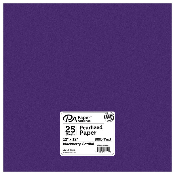 Paper Accents Paper Pearlized 12 inch x 12 inch 25pc 80lb Blackberry Cordial