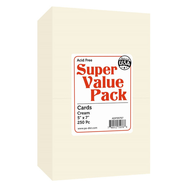 PA Super Value Card Pack 5 inch x 7 inch Cream 250pc