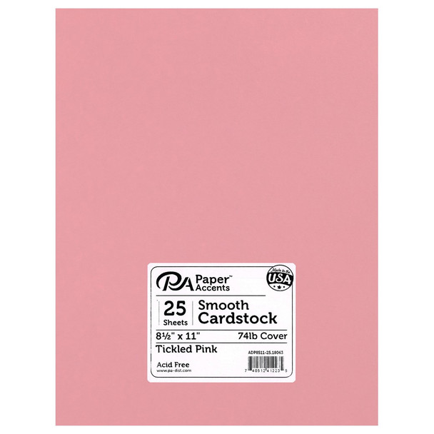 Paper Accents Cardstock 8.5 inch x 11 inch Smooth 74lb Tickled Pink 25pc
