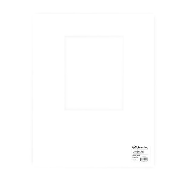 PA Framing Double Thick Gallery Mat 16 inch x 20 inch White Core White 1-Opening