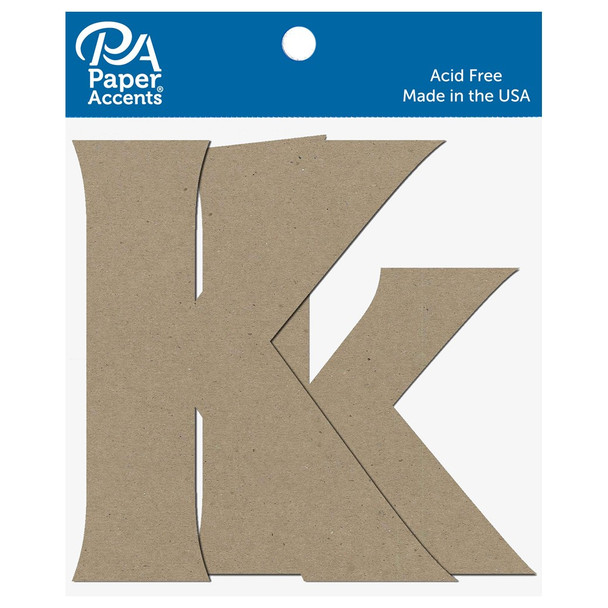 Paper Accents Chip Shape Letters 4 inch Kk Natural 2pc