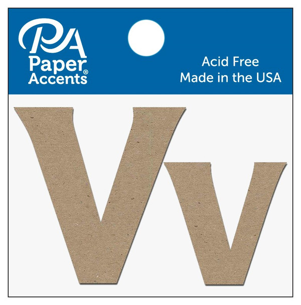 Paper Accents Chip Shape Letters 2 inch Vv Natural 2pc