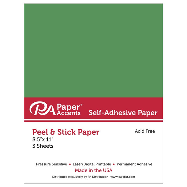 Paper Accents Self Adhesive Paper 8.5 inch x 11 inch Green 3pc