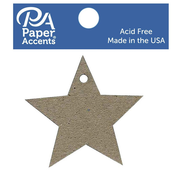Paper Accents Chip Shape Tag Star Natural 12pc