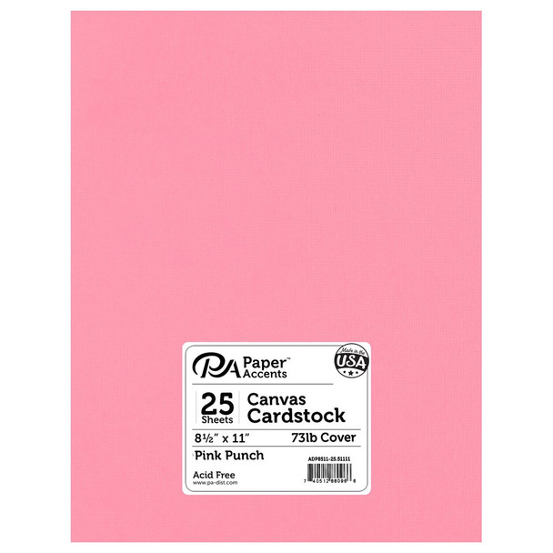 Paper Accents Cardstock 8.5 inch x 11 inch Canvas 73lb Pink Punch 25pc