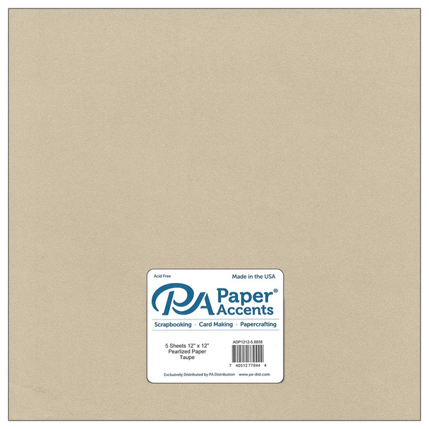 Paper Accents Paper Pearlized 12 inch x 12 inch 80lb Taupe 5pc