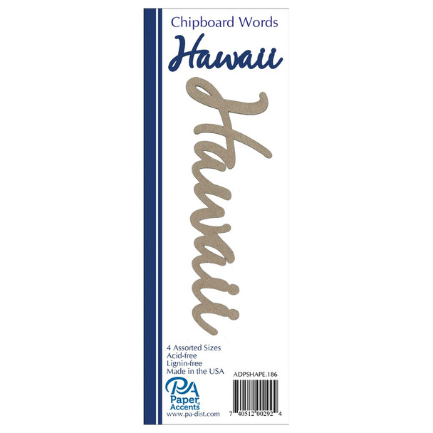 Paper Accents Chip Shape Word Hawaii Natural 4pc