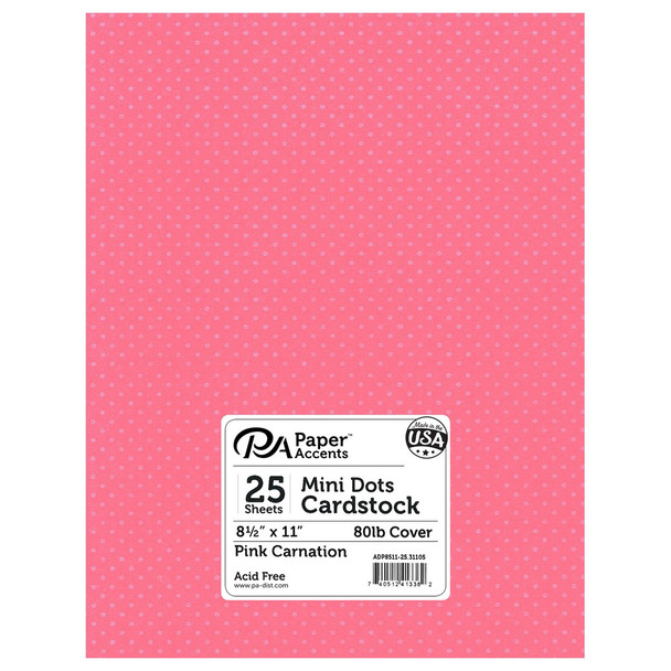 Paper Accents Mini Dot Cardstock 8.5 inch x 11 inch 80lb Pink Carnation 25pc