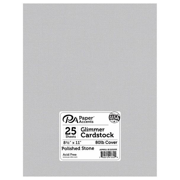 Paper Accents Glimmer Cardstock 8.5 inch x 11 inch 80lb 25pc Polished Stone