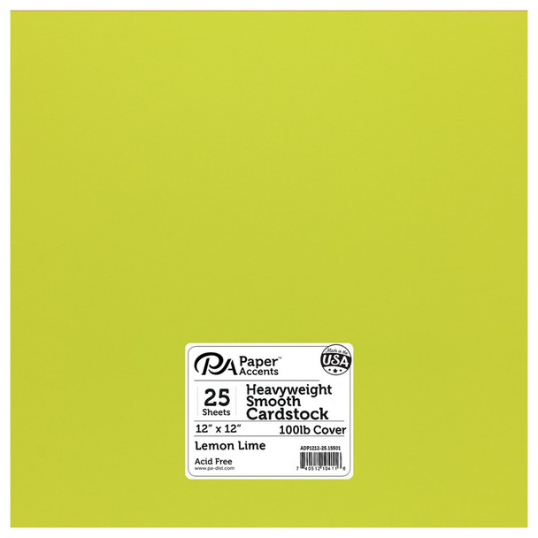 Paper Accents Cardstock 12 inch x 12 inch Heavyweight Smooth 100lb Lemon Lime 25pc