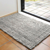 Handwoven Indian Jute Mat - Light Grey