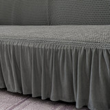 Grey 3- Seater Sofa Cover with Ruffled Skirt