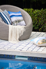 White/Faded Denim indoor or outdoor  rug