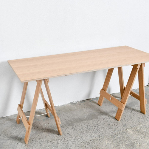 Nest Wrap Trestle Desk- 1600mm Long - Oak Plywood