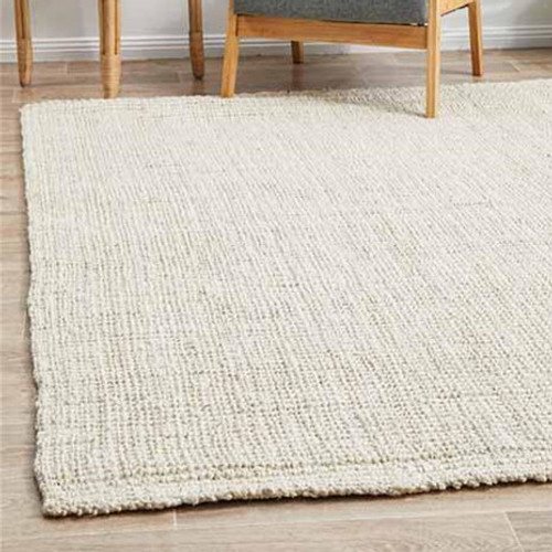 Small Size Handwoven Indian Jute Rug  – Off White