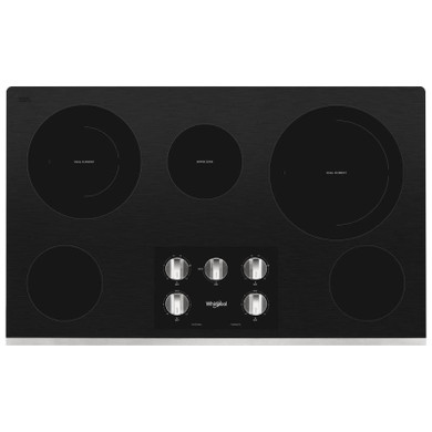 Whirlpool® 36-inch Electric Ceramic Glass Cooktop with Two Dual Radiant Elements WCE77US6HS