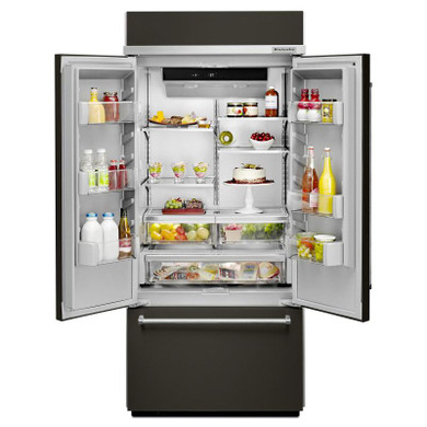 Kitchenaid® 20.8 Cu. Ft. 36" Width Built In Stainless Steel French Door Refrigerator with Platinum Interior Design KBFN506EBS