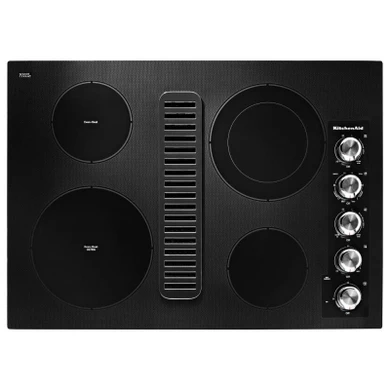 Kitchenaid® 30" Electric Downdraft Cooktop with 4 Elements KCED600GBL