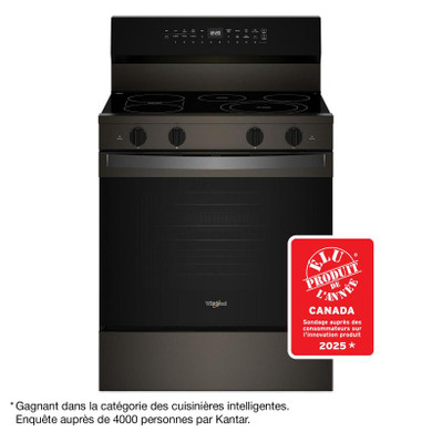 Whirlpool® 30-inch Smart Electric Smart Range with Air Cooking Technology, No Preheat Air Fry, High Speed Preheat Oven, WipeClean™ Coating, and Steam/Self Clean YWFES7530RV