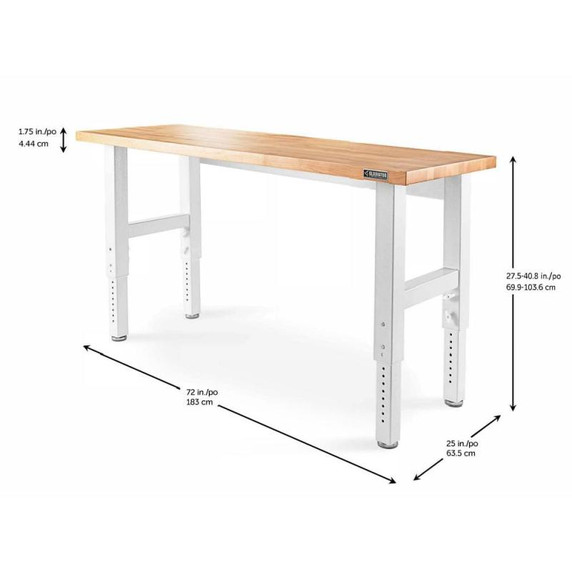 Gladiator® 6' (182.9 cm) Wide Adjustable Height Hardwood Workbench GAWB06HWGW