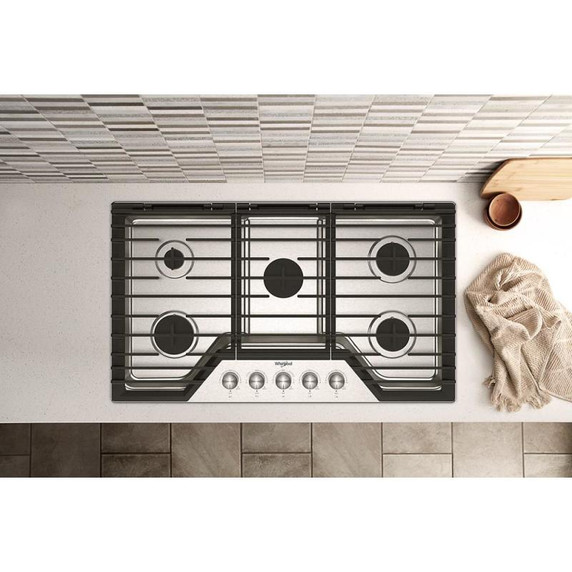 Whirlpool® 36-inch Gas Cooktop with Fifth Burner WCGK7036PS
