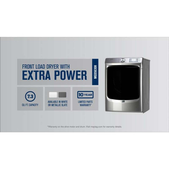 Maytag® Front Load Gas Dryer with Extra Power and Quick Dry cycle - 7.3 cu. ft. MGD5630HW