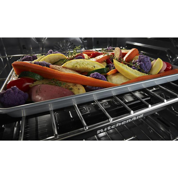 Kitchenaid® 30-Inch 5-Burner Gas Slide-In Convection Range KSGG700EBS