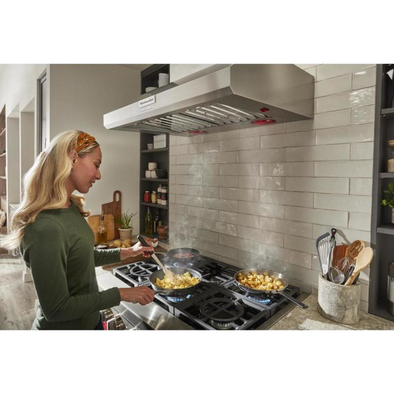 Kitchenaid® 36" 585 or 1170 CFM Motor Class Commercial-Style Wall-Mount Canopy Range Hood KVWC956KSS